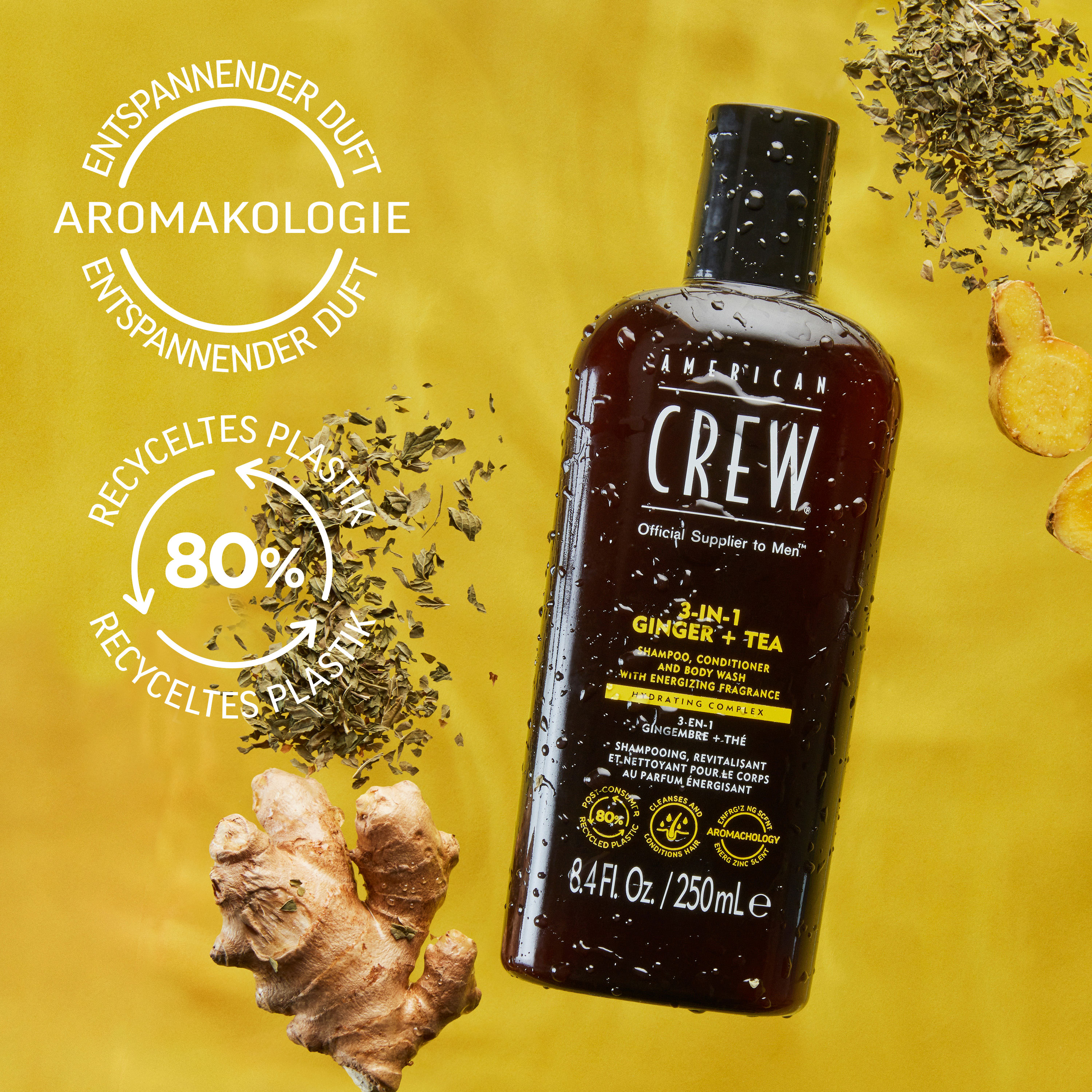 American Crew 3-in-1 Ginger & Tea Energizing Shampoo 250ml