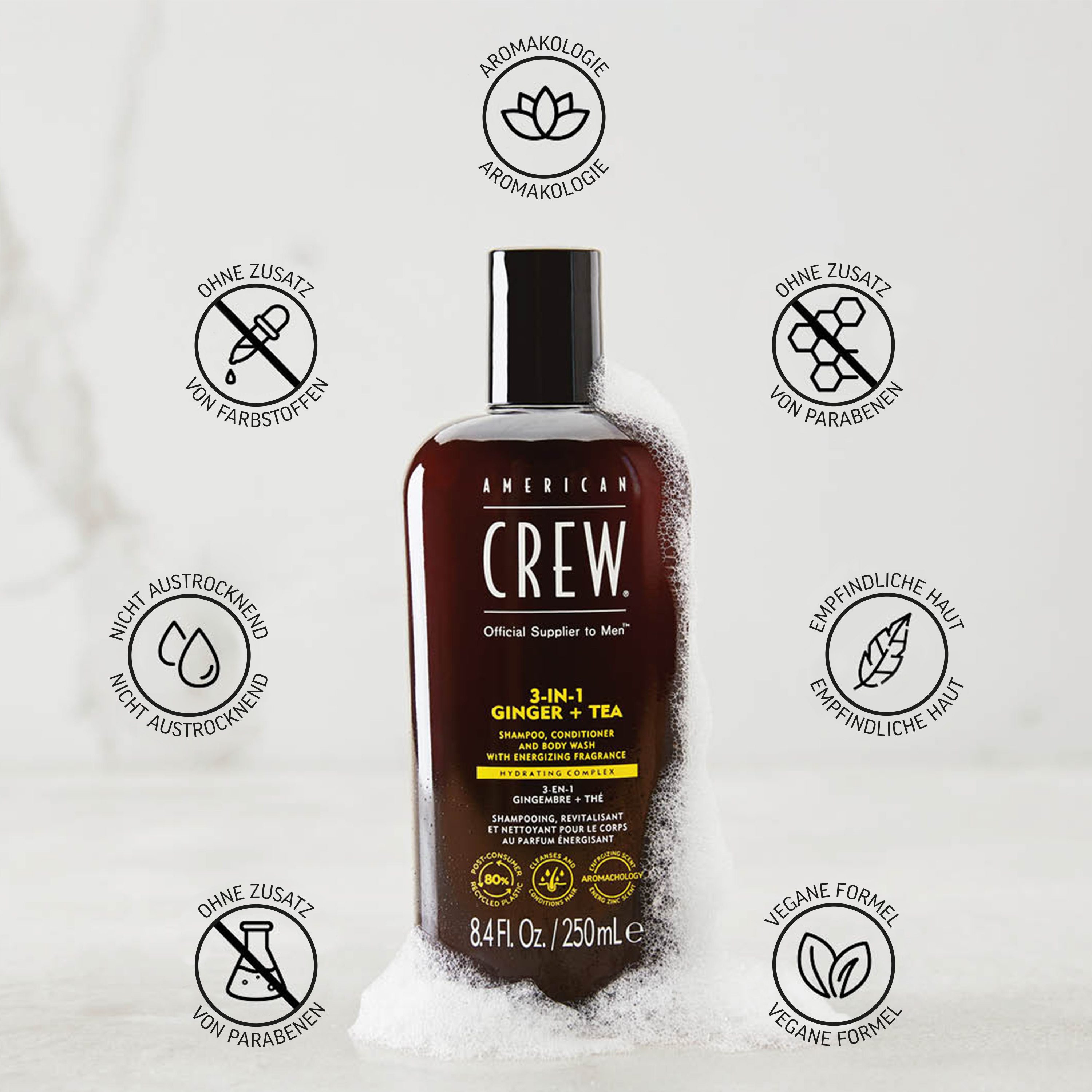 American Crew 3-in-1 Ginger & Tea Energizing Shampoo 250ml