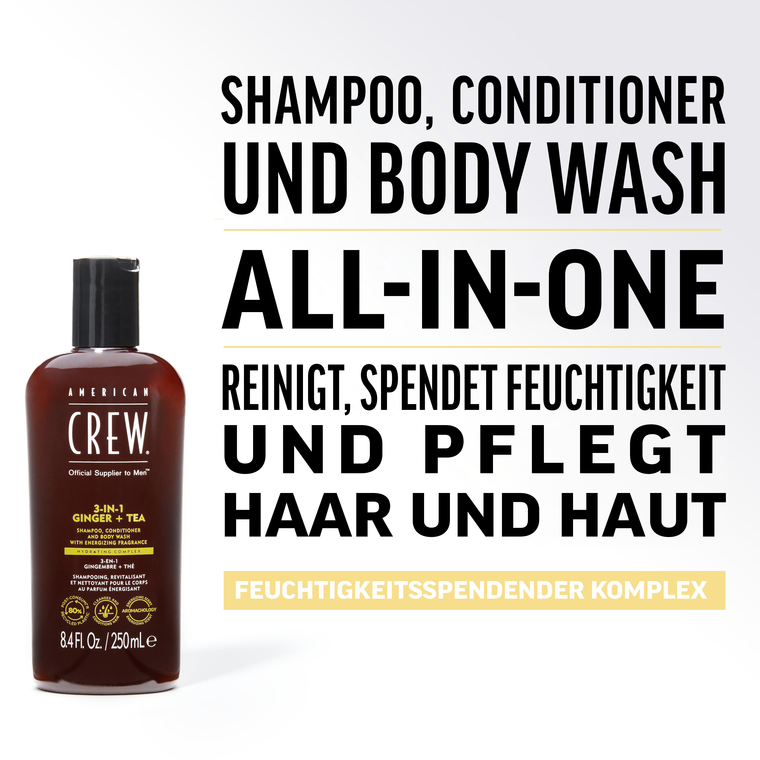 American Crew 3-in-1 Ginger & Tea Energizing Shampoo 250ml